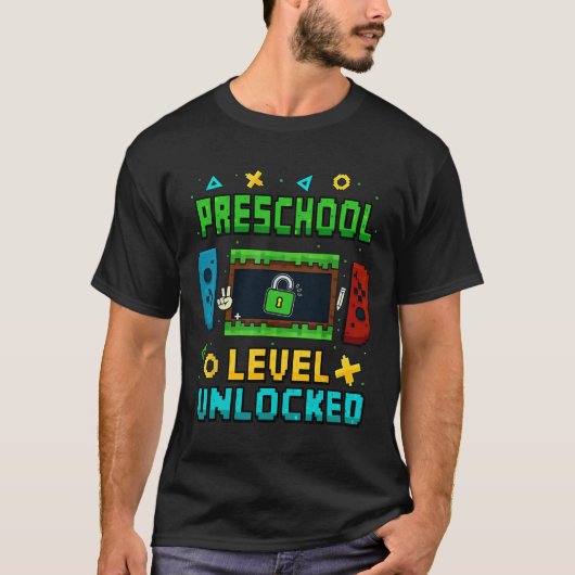Preschool Level Unlocked Ck To School Pixel Art Ga T-shirt (Voorkant)