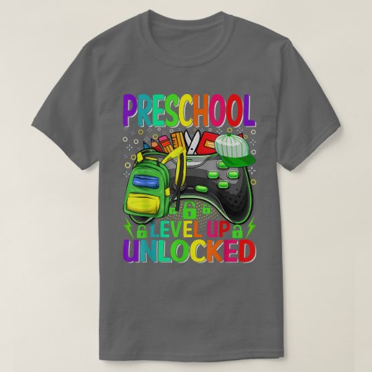 Preschool Level Up Unlocked Video Game Back To Sch T-shirt (Design voorkant)