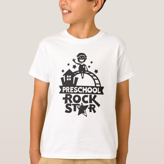 Preschool Rock Star Cute Kinder Illustratie T-shirt (Voorkant)