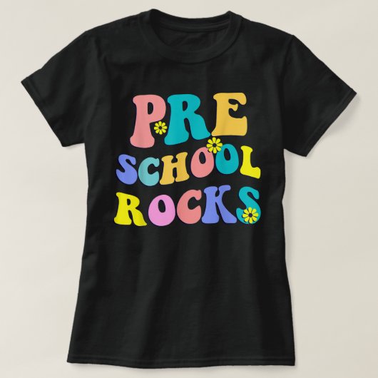 Preschool Rocks eerste dag Terug naar school leraa T-shirt (Design voorkant)