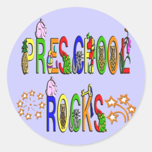 Preschool Rocks - Stars Ronde Sticker (Voorkant)