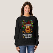 Preschool Squad Teacher Plaid Reindeer Hat Santa C Trui (Voorkant volledig)