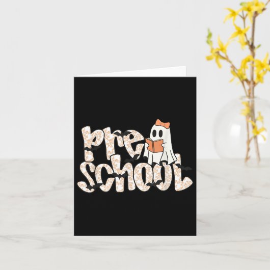 Preschool Teacher Halloween Ghost Teacher Reading  Kaart (Gele Bloem)