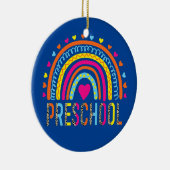 Preschool Teacher Leopard Rainbow Back To School  Keramisch Ornament (Rechts)