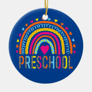 Preschool Teacher Leopard Rainbow Back To School  Keramisch Ornament