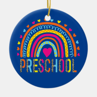 Preschool Teacher Leopard Rainbow Back To School  Keramisch Ornament