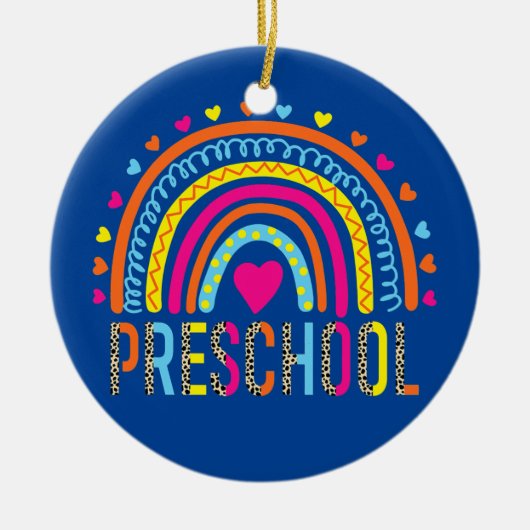 Preschool Teacher Leopard Rainbow Back To School  Keramisch Ornament (Voorkant)