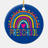 Preschool Teacher Leopard Rainbow Back To School  Keramisch Ornament (Achterkant)