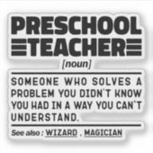 Preschool Teacher Noun Educator Waardering Schatti Sticker (Voorkant)
