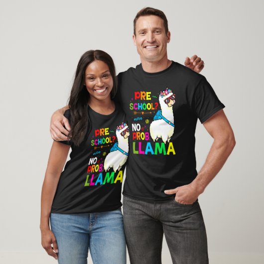 Preschool Teacher Rainbow No Prob Llama 100th Day  T-shirt (Unisex)