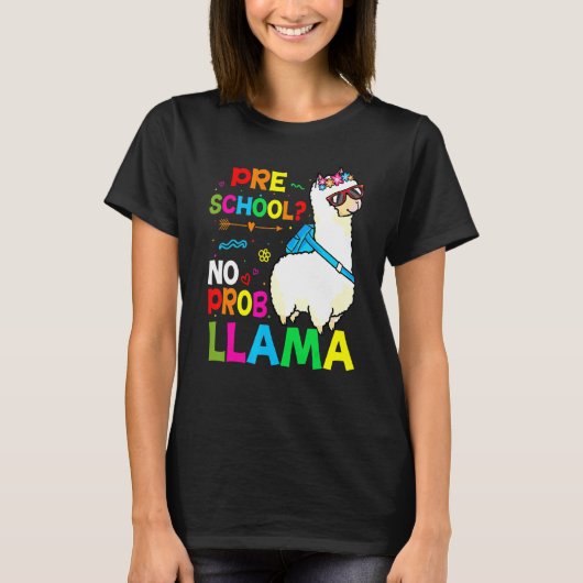 Preschool Teacher Rainbow No Prob Llama 100th Day T-shirt (Voorkant)
