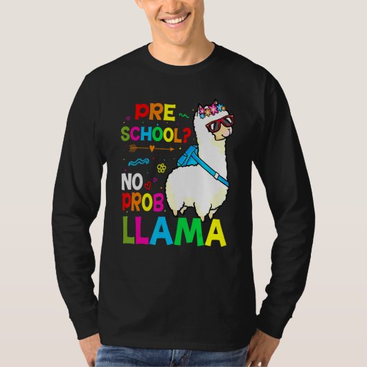 Preschool Teacher Rainbow No Prob Llama 100th Day T-shirt (Voorkant)