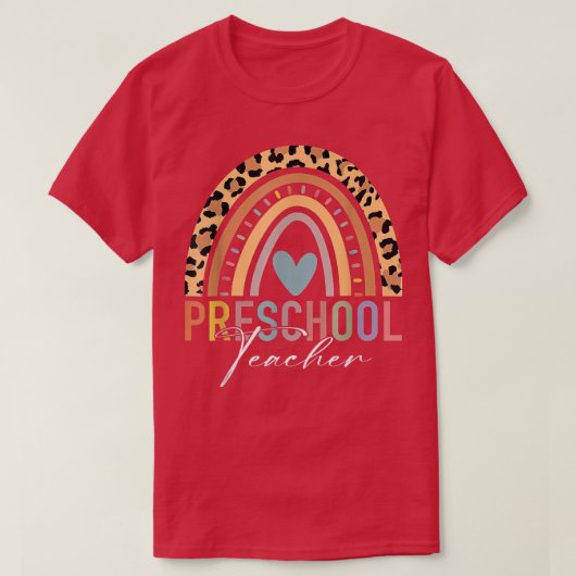 Preschool Teacher Teach PreK Boho Rainbow Leopard T-shirt (Design voorkant)