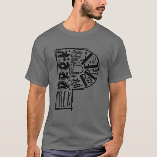 Preschool Typografie Leraar T-shirt (Voorkant)