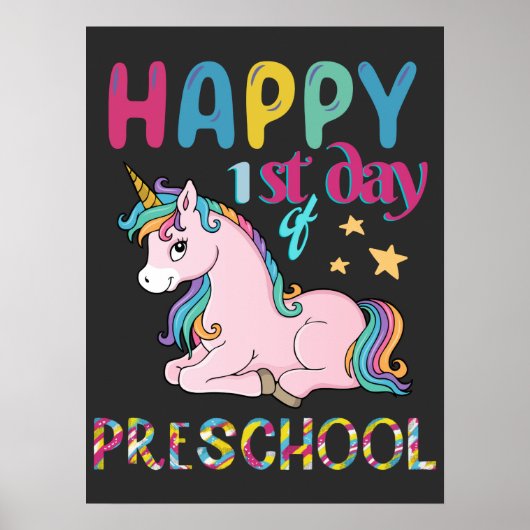Preschool Unicorn First Day Of School Poster (Voorkant)