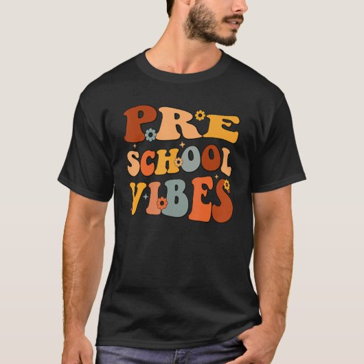 Preschool Vibes Preschool Team Retro 1e dag S T-shirt (Voorkant)
