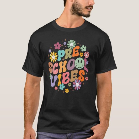 Preschool Vibes Retro Back to School Teacher Nurse T-shirt (Voorkant)