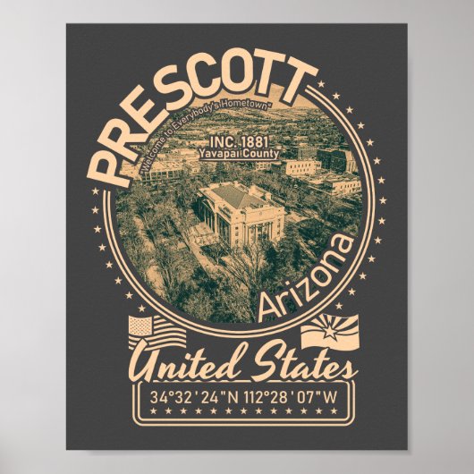 PRESCOTT ARIZONA - PRESCOTT COURTHOUSE SQUARE POSTER (Voorkant)