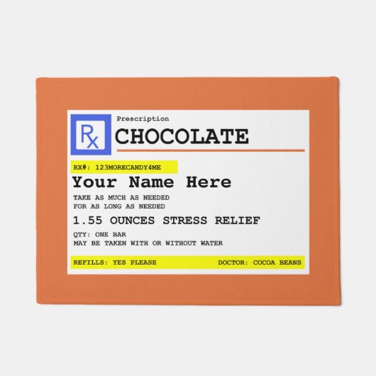 Prescription Chocolate Gepersonaliseerd Funny Deurmat (Voorkant)