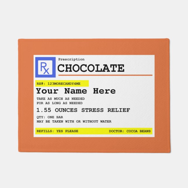 Prescription Chocolate Gepersonaliseerd Funny Deurmat (Voorkant)