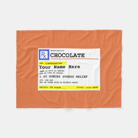 Prescription Chocolate Gepersonaliseerd Funny Fleece Deken (Voorkant (Horizontaal))