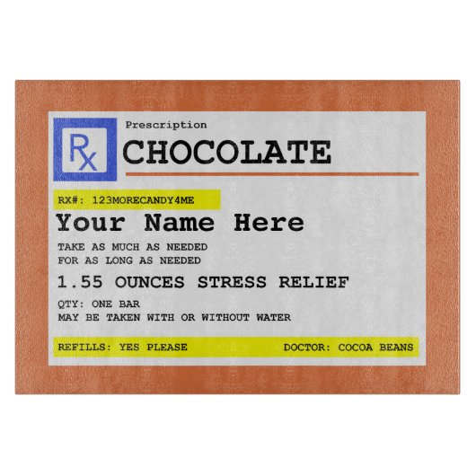 Prescription Chocolate Gepersonaliseerd Funny Snijplank (Voorkant)