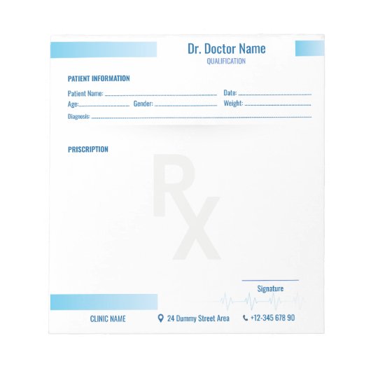Prescription Pad Notepad – Editable Rx for Doctors Notitieblok (Voorkant)