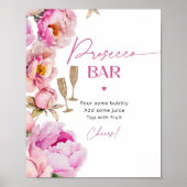 Presecco bar fel roze pioen bruids mimosa bar poster (Voorkant)