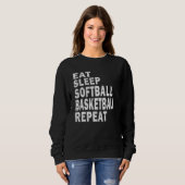 Present Eat Sleep Softball Basketball Repeat Boys Trui (Voorkant volledig)