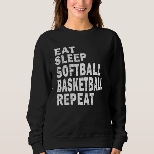 Present Eat Sleep Softball Basketball Repeat Boys Trui (Voorkant)