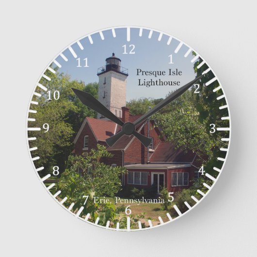 Present Isle Lighthouse Eire, PA clock Ronde Klok (Voorkant)
