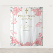 Presentación 3 años Achtergrond Butterflys Roze Wandkleed (Voorkant)