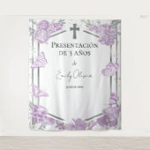 Presentación 3 años Achtergrond Vlinders Wandkleed (Voorkant)