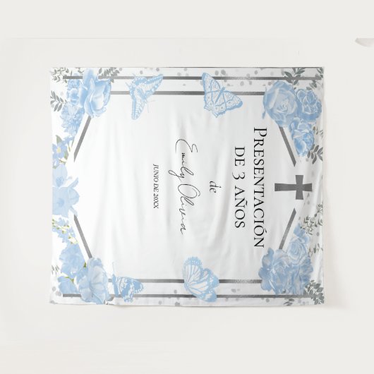 Presentación 3 años Achtergrond Vlinders Wandkleed (Voorkant (horizontaal))