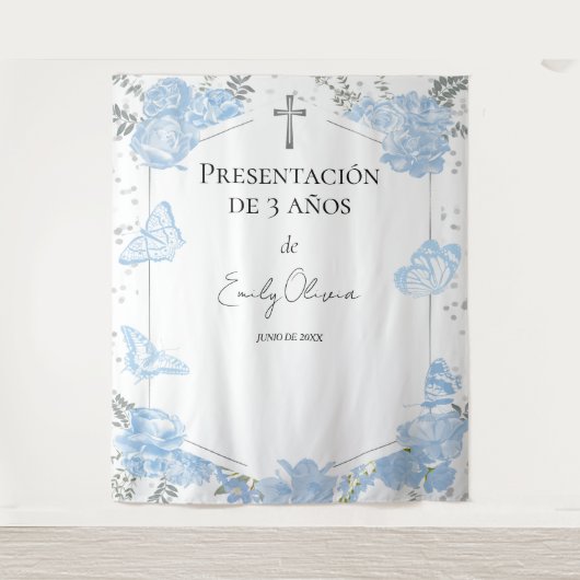 Presentación 3 años Achtergrond Vlinders Wandkleed (Voorkant)