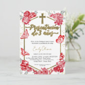 Presentación 3 años Foto uitnodiging vlinder (Staand voorkant)