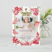 Presentación 3 años Foto uitnodiging vlinder (Staand voorkant)