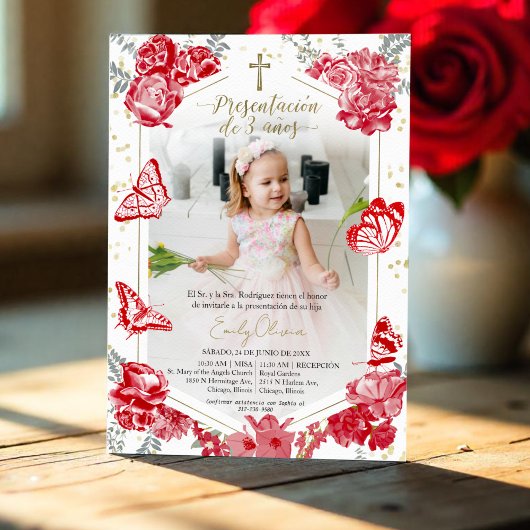 Presentación 3 años Foto uitnodiging vlinder