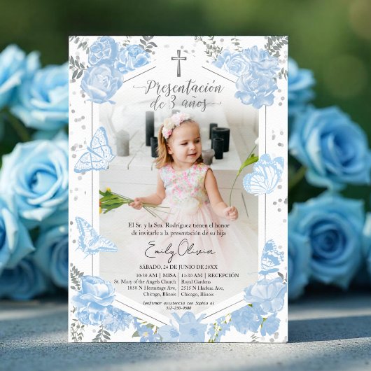 Presentación 3 años Foto uitnodiging vlinder