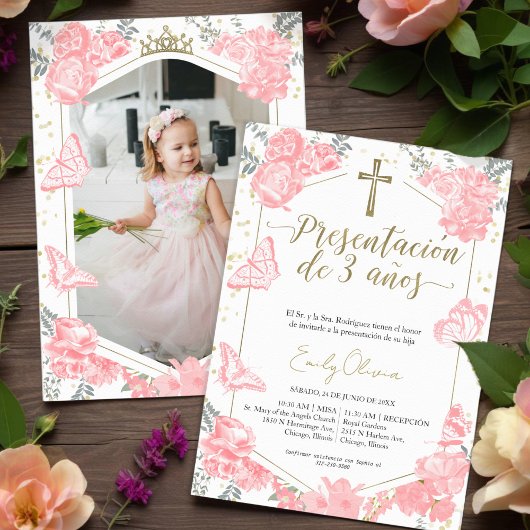 Presentación 3 años Foto uitnodiging vlinder