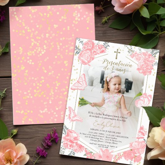 Presentación 3 años Foto uitnodiging vlinder