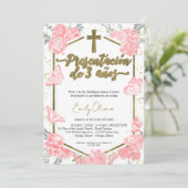 Presentación 3 años Foto uitnodiging vlinder (Staand voorkant)