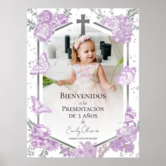 Presentación 3 años Foto Welkomstbord Butterflys Poster (Voorkant)