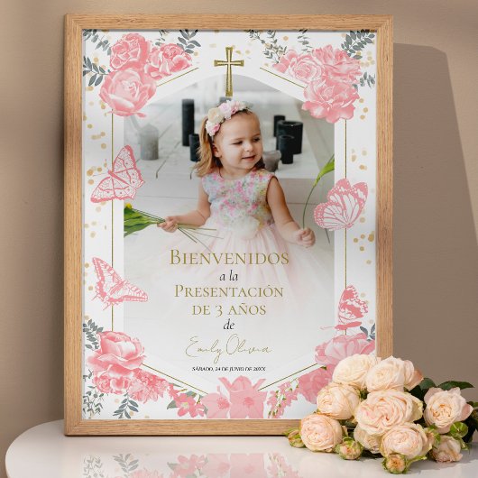 Presentación 3 años Foto Welkomstbord Butterflys Poster