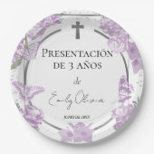 Presentación 3 años Papieren Borden Butterflys Bordje (Voorkant)