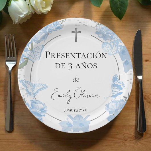 Presentación 3 años Papieren Borden Butterflys Bordje