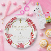 Presentación 3 años Papieren Borden Vlinders Rood Bordje (Feest)