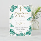 Presentación 3 años Spaanse uitnodiging vlinder (Staand voorkant)