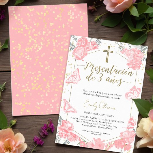 Presentación 3 años Spaanse uitnodiging vlinder