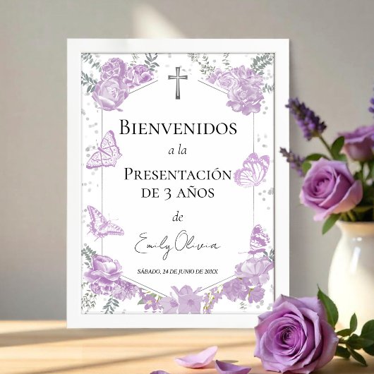 Presentación 3 años Welkomstbord Butterflys Poster